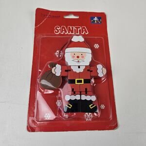 NEW Christmas Ornament Wood Santa Claus Flex The Toy Workshop